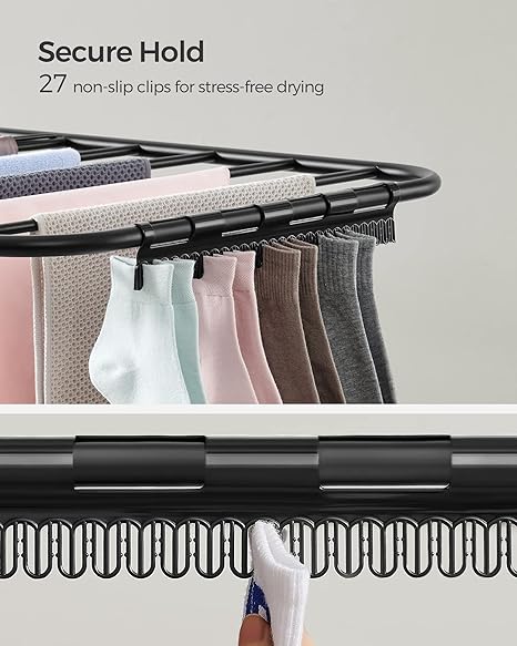 Clothes Drying Rack, Foldable 2-Level Laundry, Black