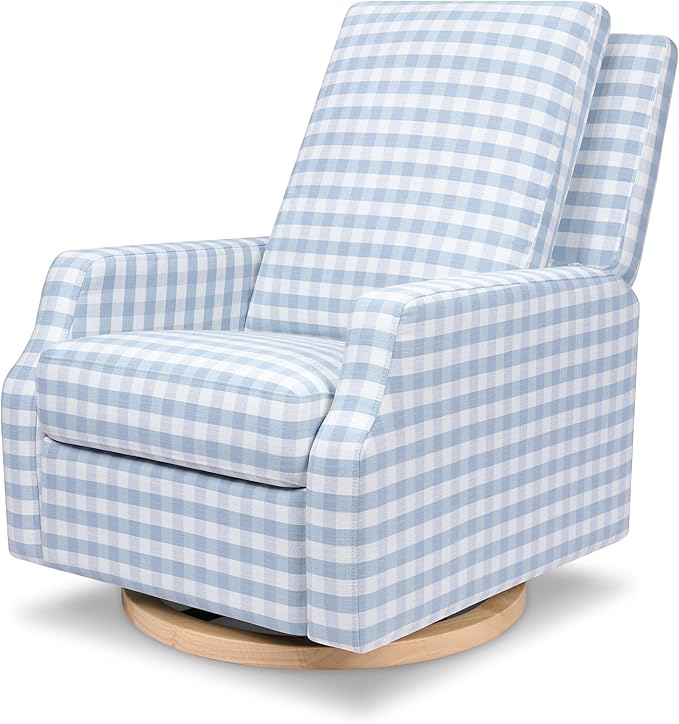 Crewe Recliner and Swivel Glider in Blue Gingham SHOWROOM ONLY ITEM