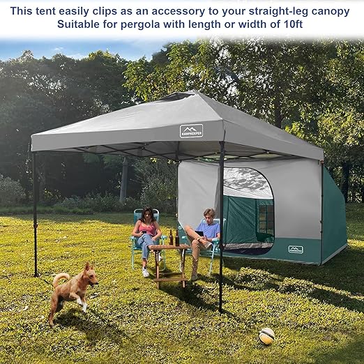 Side Tent Pop Up Canopy, Easy Setup Gazebo Attachment, Camping Tent Green (Canopy and Bracket NOT Included)