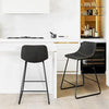 Bar Stools Set of 3, ALX Faux Leather Barstools, Modern Counter Height Stools with Back and Metal Legs, Armless Counter Chairs for Kitchen Island, Black
