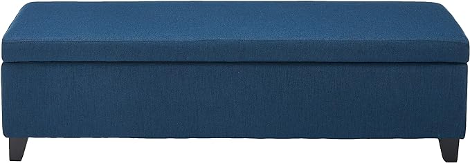 York Fabric Storage Ottoman, Navy Blue