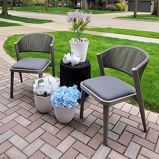 SET OF 2  Patio Dining Chair All-Weather Wicker Chairs