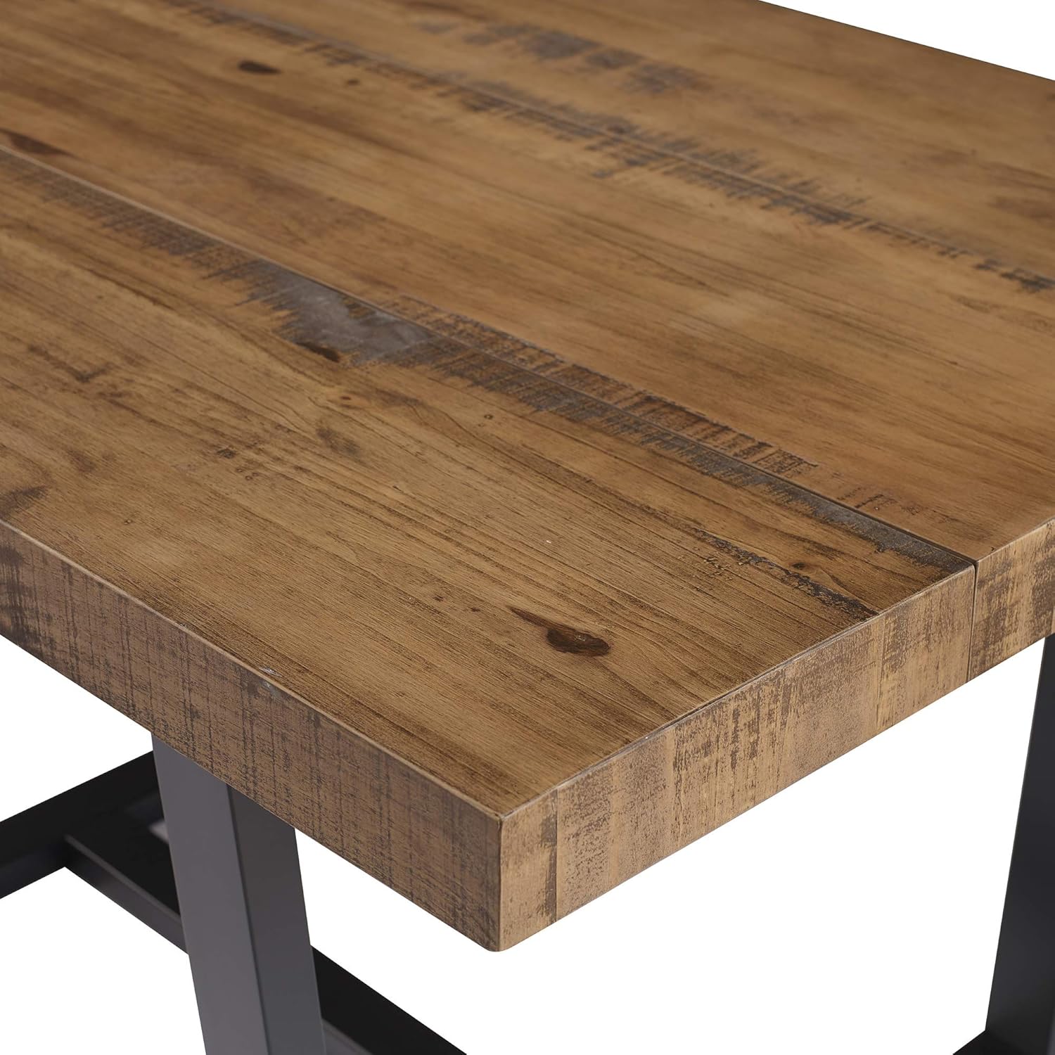 Durango Distressed Solid Wood Dining Table, Rustic Oak