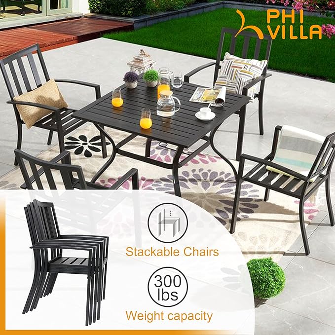 1 Pc Patio Metal Dining Chairs, Outdoor Wroght Iron Seating Dining Chairs, Stackable Bistro Chair