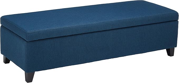 York Fabric Storage Ottoman, Navy Blue