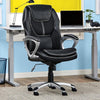 Amplify Executive Office Padded Arms, Adjustable Ergonomic Gaming Desk Chair with Lumbar Support, Faux Leather and Mesh, Black