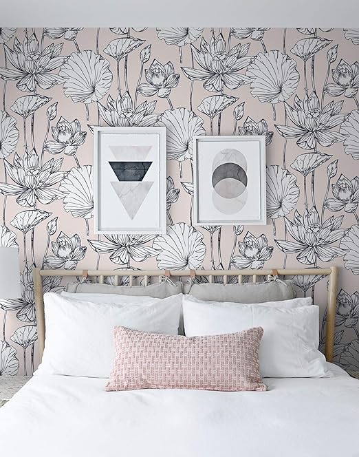 Lotus Floral Peel and Stick Wallpaper (Pink)