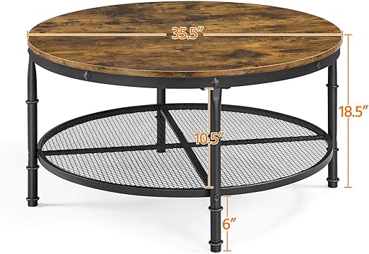 Wooden 2 Tier Circle Coffee Table