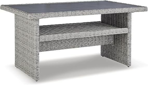 Naples Beach Contemporary Outdoor Rectangle Multi-Use Table, Light Gray