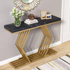 Black and Gold Entryway Table with Geometric Metal Base, Modern Console Table Foyer Hallway Table for Entryway,Living Room,(Black Marble and Gold)