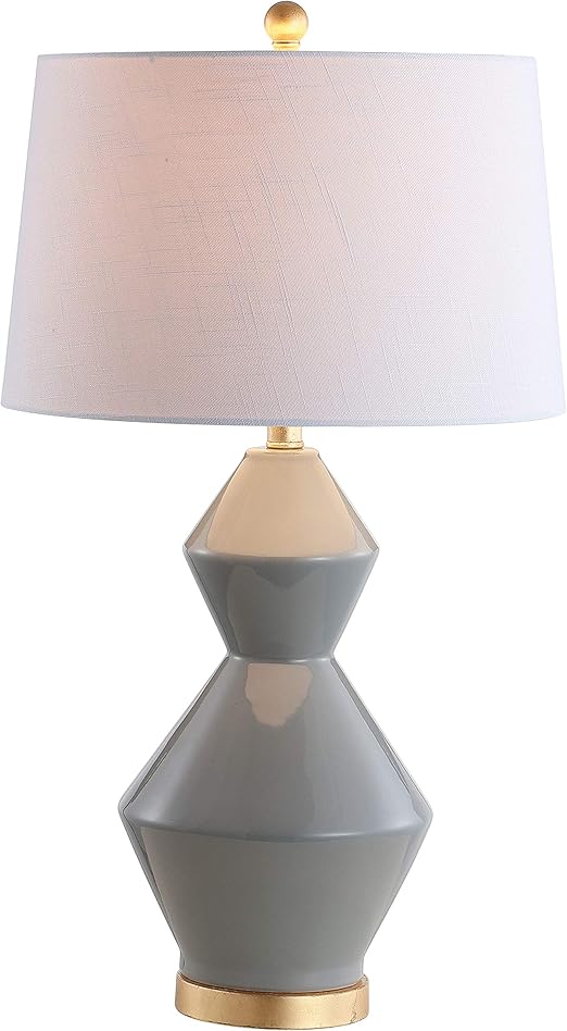JONATHAN Y JYL4013B Alba 29" Geometric Ceramic/Metal LED Table Lamp Contemporary Transitional Bedside Desk Nightstand Lamp for Bedroom Living Room Office College Bookcase LED Bulb Included, Gray SHOWROOM ITEM