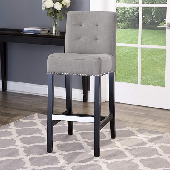 Upholstered Bar Height Barstool and Dining Stool (Grey)