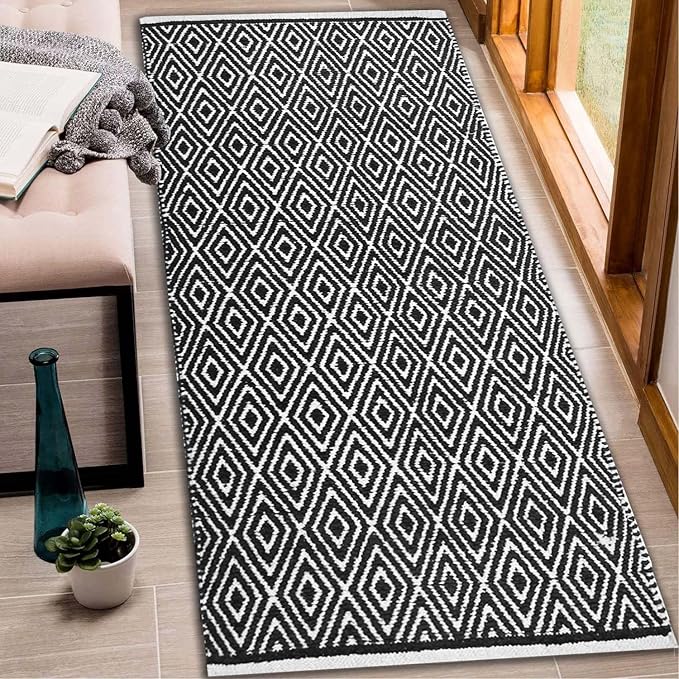 Cotton Diamond 2x5 Runner Rug Fully Reversible