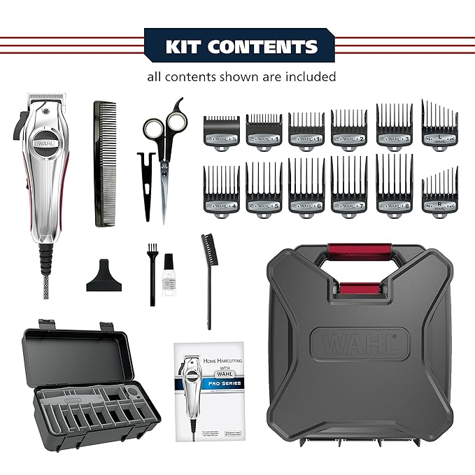 USA Pro Ultra Quiet High Torque Corded Hair Clipper for Ultra Quiet Operation and Cooler Operating Temperatures, Metal Housing with Bonus Hair Clipping Guard Caddy