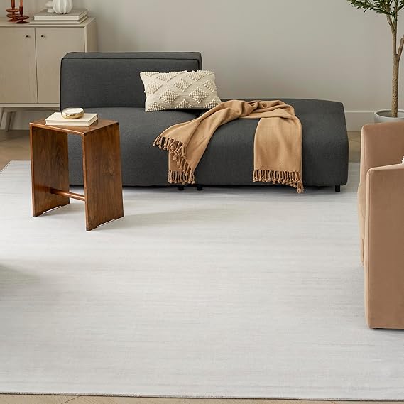 Washable Essentials Modern Ivory Grey Area Rug, Non Shedding