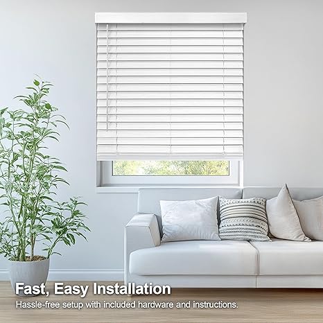 Faux Wood, Window, Wood, Shades, Treatments , Blinds, Basic White