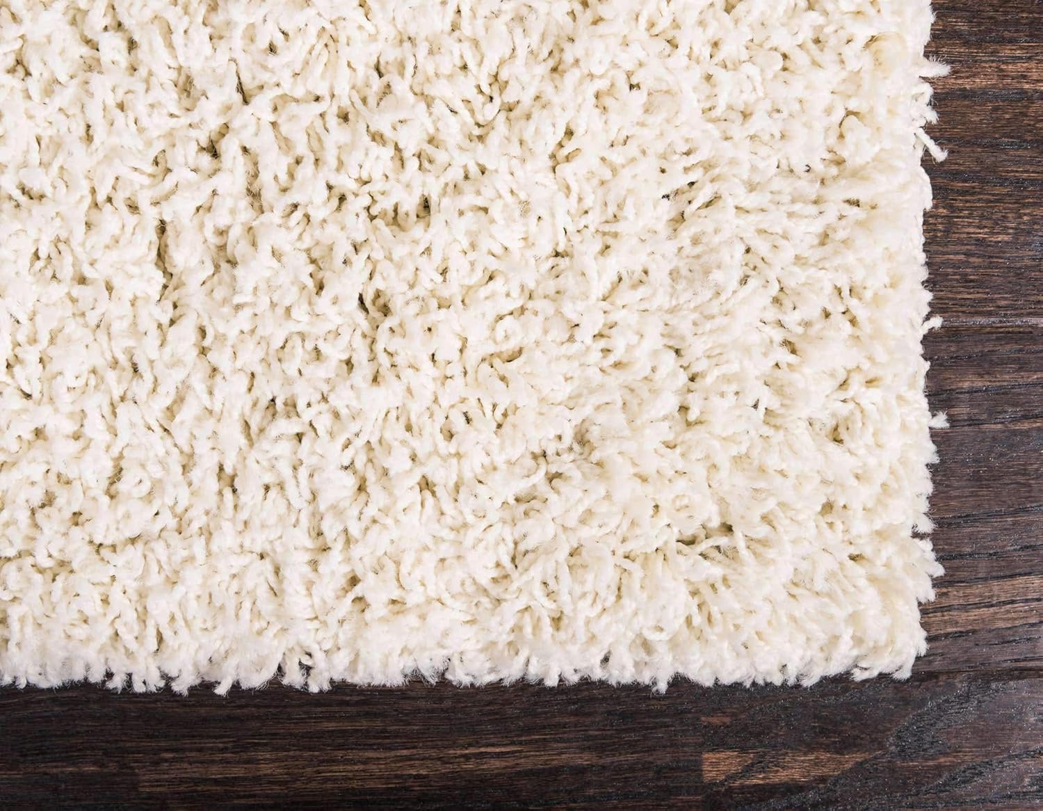 Solid Shag Collection Area Rug 9' x 12' Pure Ivory