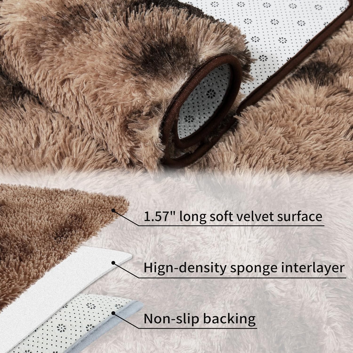 6x9 Feet Soft Fluffy Rugs Shaggy Faux Fur, Coffee