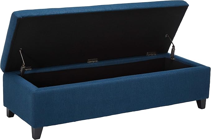 York Fabric Storage Ottoman, Navy Blue