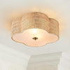 2-Light Rattan Ceiling Flush Mount with Glass Bottom