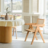 Rattan Dining Chairs 1-Piece, Wooden Armchair Cane Kitchen Chairs with Arms, Light Walnut Color