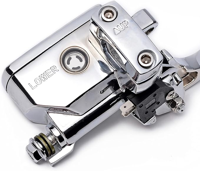 Chrome Handlebar Left Clutch Lever + Right Hydraulic Brake Master Cylinder Compatible with Harley Motorcycles
