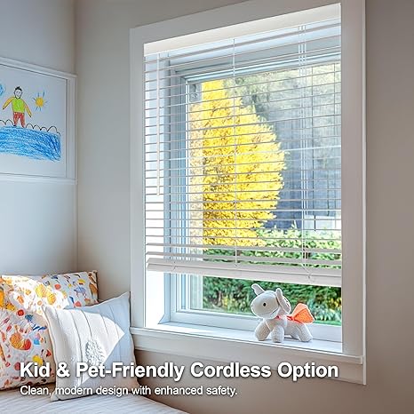 Faux Wood, Window, Wood, Shades, Treatments , Blinds, Basic White