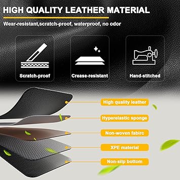 Cargo Liner & Backrest Mat Fit for Honda Pilot: Leather Trunk Mat Back Seat Cover Protector