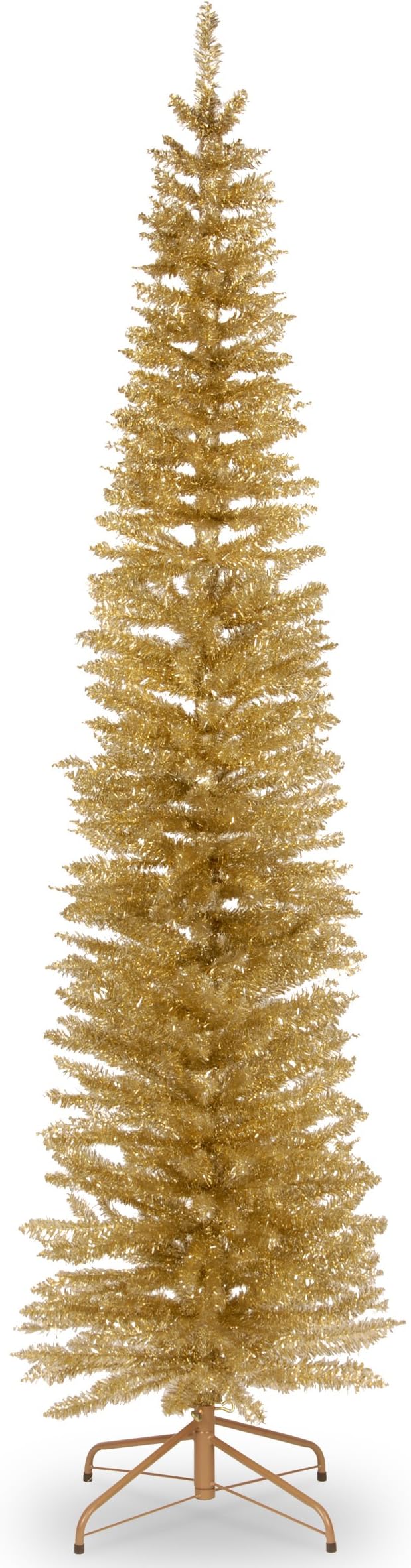 Artificial Christmas Tree, Champagne Gold Tinsel, Includes Stand