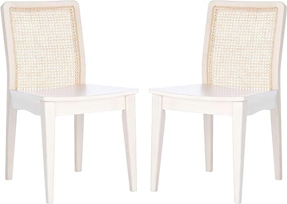 White/Natural Rattan Dining Chair (Set of 2)