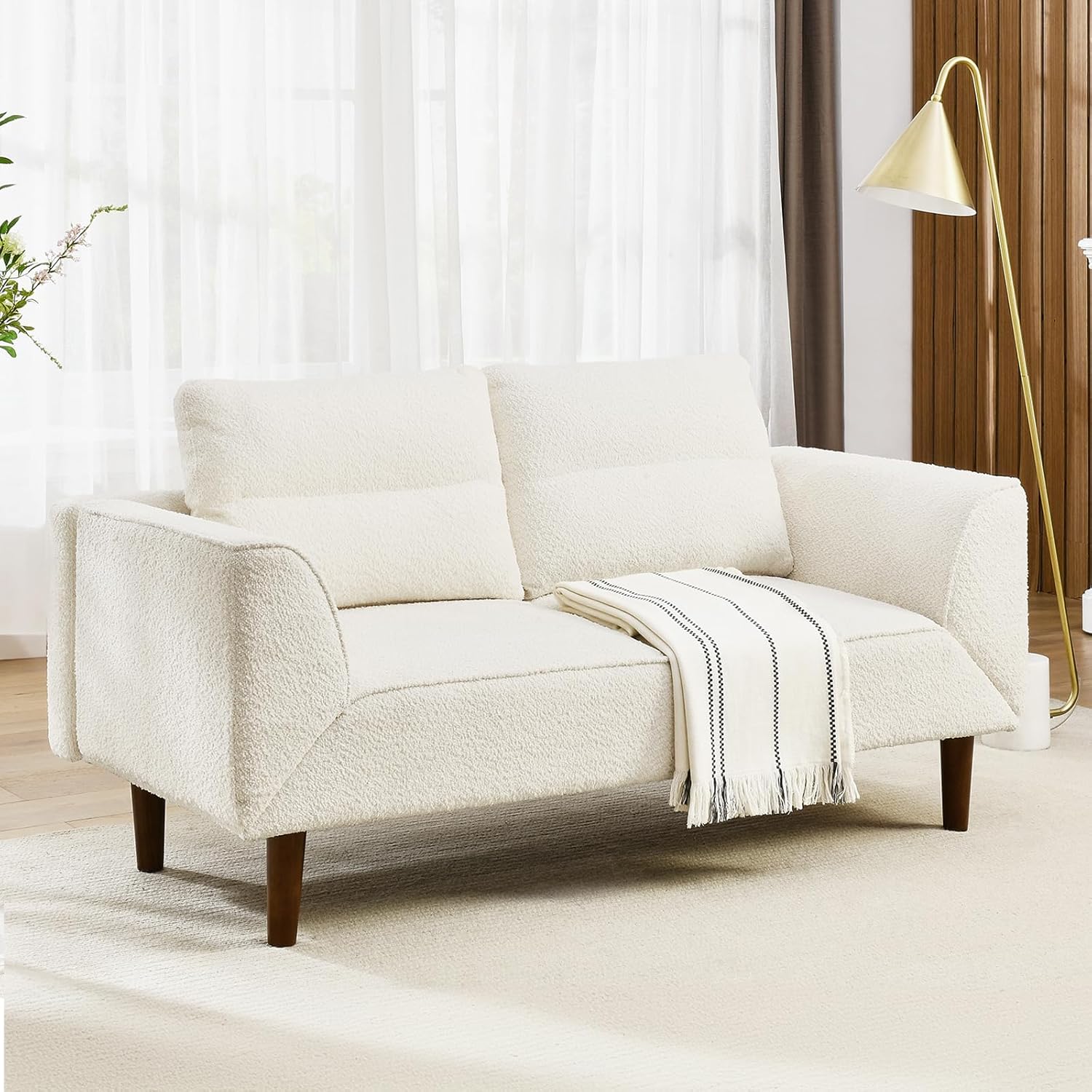 64" Boucle Convertible Small Couch SHOWROOM ITEM