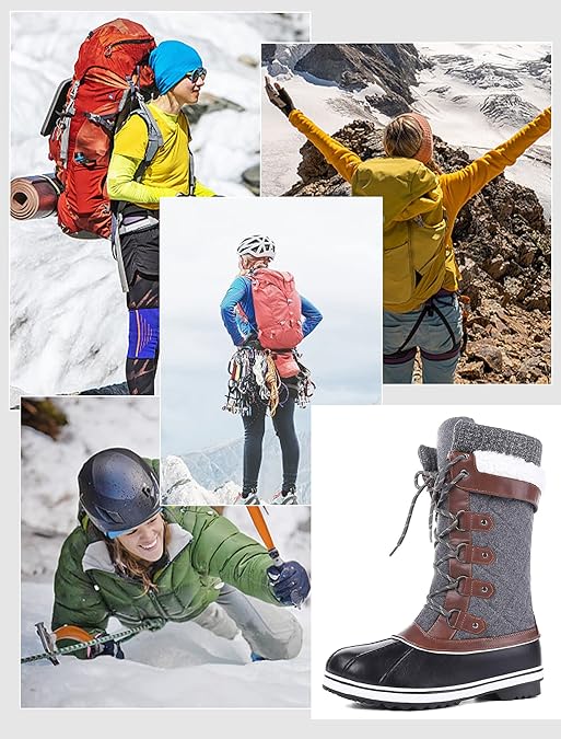 Women's Snow Boots, Waterproof Mid Calf, Anti-slip Outdoor Warm Winter Boots