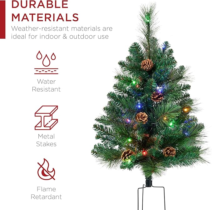 Set of 2 Outdoor Scotch Pine Pathway Christmas Trees, final cut