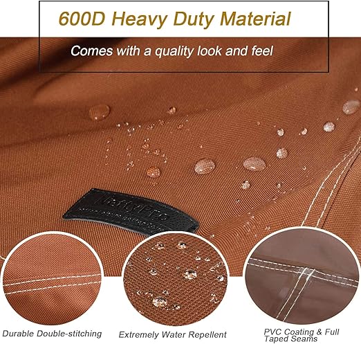 Patio Loveseat Bench Cover, Waterproof 600D Heavy Duty Outdoor Furniture 2 Seater Sofa Cover, Brown