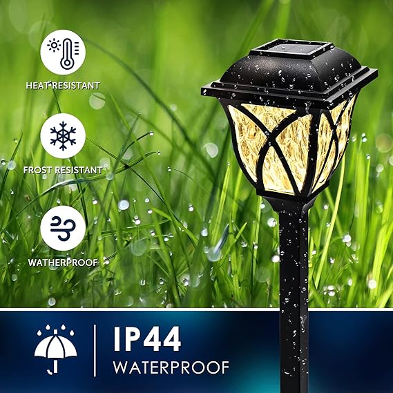 6 Pack Solar Outdoor Lights, LED Decorative Solar Garden Lights, Solar Outside Lights for Yard, Landscapes, Gardens, Pathways, Walkways and Driveways