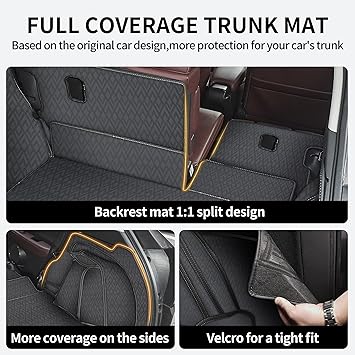 Cargo Mat & Backrest Mat for 2017-2025 Jeep Compass, Custom Fit PU Leather Cargo Liner and Rear Backrest Protector