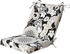 Pillow Perfect Floral Indoor/Outdoor Square Corner Chair Cushion with Ties SHOWROOM ITEM