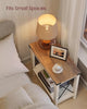 2-Tier End Table, Side Table with Bottom Shelf, Nightstand, Rustic White and Honey Brown