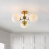 3-Light Bohemian Farmhouse Iron/Frosted Glass LED Semi Flush Mount Modern Contemporary Brass Gold