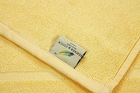 100% Cotton Terry Bath Mats 2 Piece Towel Like Bath Mats (30x21 Inch) Hotel Spa Bathroom Shower Step Out Tub Floor Mats [NOT A Bathroom Rug] Soft Absorbent Washable Mats (Yellow)