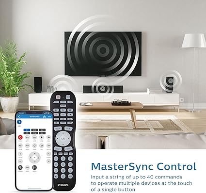 Universal Remote Control for Samsung TV, Blu-ray, Soundbar, Cable/Satellite, Streaming Players, Roku Boxes, and More, 30 Ft Find-It Feature, 4 Device, Backlit, Black