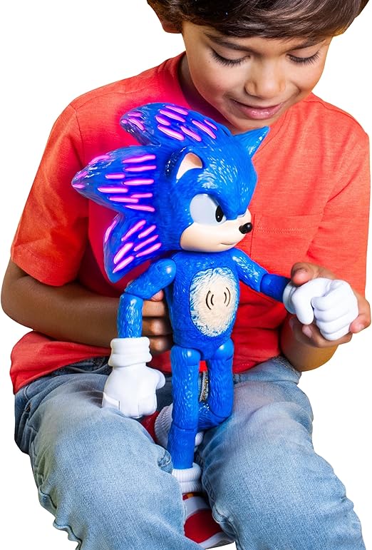 3 Ultimate Talking Sonic 12-Inch Figure, Features 30+ Iconic and Humorous Phrases and Sounds from The Movies, Light-Up Eyes and Quills