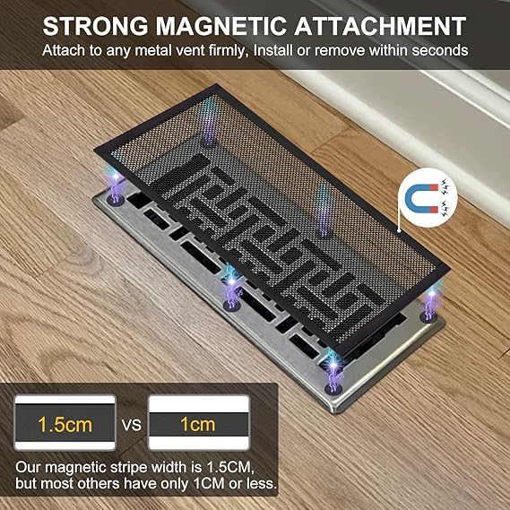 3Pack DIY Floor Vent Covers, PVC Magnetic Vent Covers Air Vent Screen Mesh AC Vent Mesh Cover Register Screen Cover for Floor Wall Ceiling Catch Debris Hair Insect