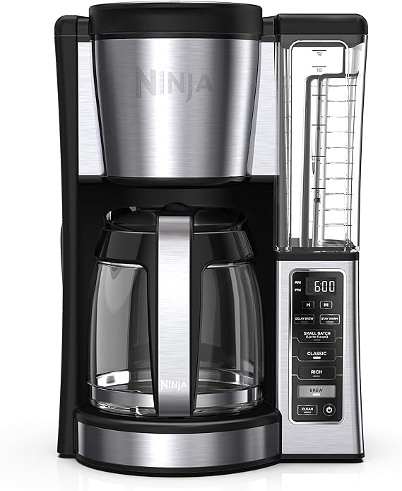 12-Cup Programmable Coffee Brewer, 2 Brew Styles, Adjustable Warm Plate, 60oz Water Reservoir, Delay Brew - Black/Stainless Steel