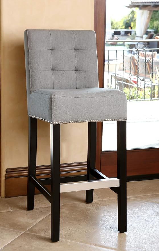 Upholstered Bar Height Barstool and Dining Stool (Grey)