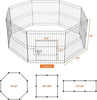 8 Panel Foldable Metal Dog Exercise Pen Pet Playpen Dog Fence Outdoor & Indoor Use for Small Animals with Door Black
