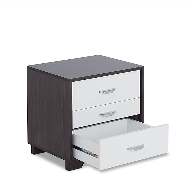 Eloy White and Espresso Nightstand