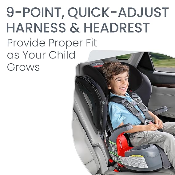 Grow with You Harness-2-Booster Car Seat, 2-in-1 High Back Booster, Quick-Adjust 5-Point Harness, Mod Black