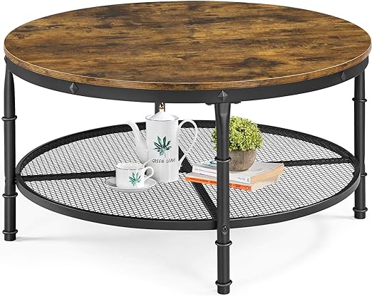 Wooden 2 Tier Circle Coffee Table