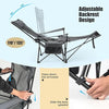 Reclining Camping Chair with Foot Rest, Folding Lounge Chair for Adults, w/Adjustable Backrest, Storage Bag & Cup Holder, Portable Recliner Beach Chair Outdoor Camp Picnics, 330 LBS (1, Grey)